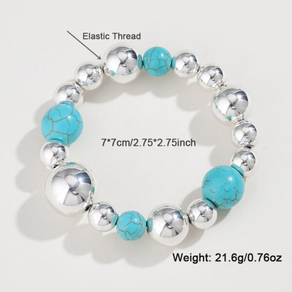 Elegant Turquoise Beaded Necklace For Women Europe And America Cross Border Fashion Beaded - Image 3