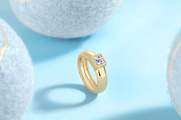 Square Diamond Ring Wedding Ring Luxury Fashion Set Moissanite Silver Ring - Image 5