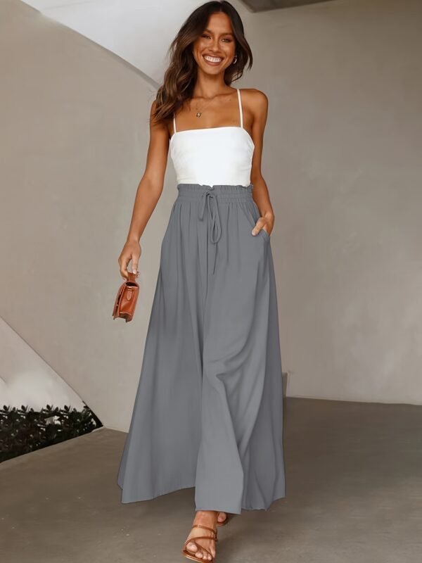 Ladies Plus Size Casual Pants Elastic Waist Wide-leg Pants - Image 2