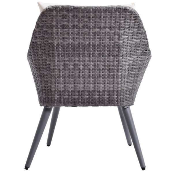 Outdoor Wicker Dining Chair PE Rattan Accent Chair with Beige Cushion Patio Garden Furniture - Image 10