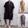 Men's Stand Collar Single Breasted Jumpsuit
