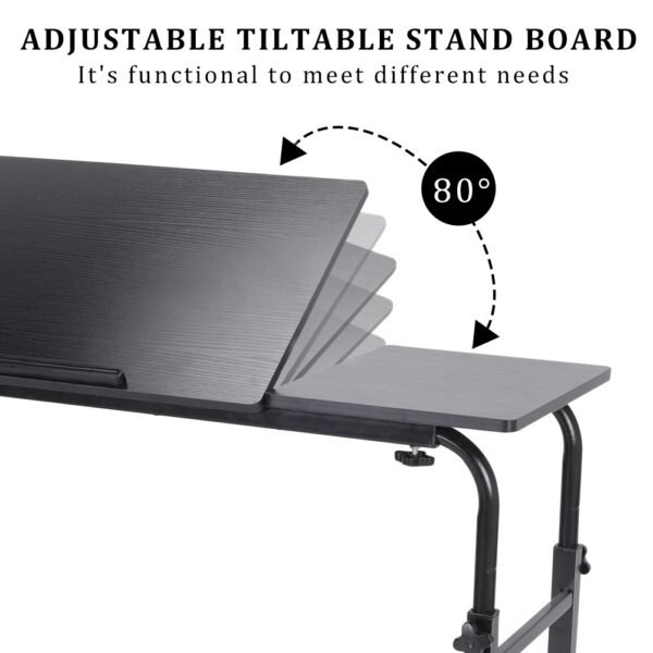 Adjustable Laptop Cart Mobile Computer Desk Overbed Writing Table with Wheels 02# - Image 6