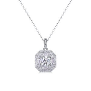 Small Square Bag Luxury Fashion Diamond Pendant Necklace Set With Mosan Diamond Silver Ornaments