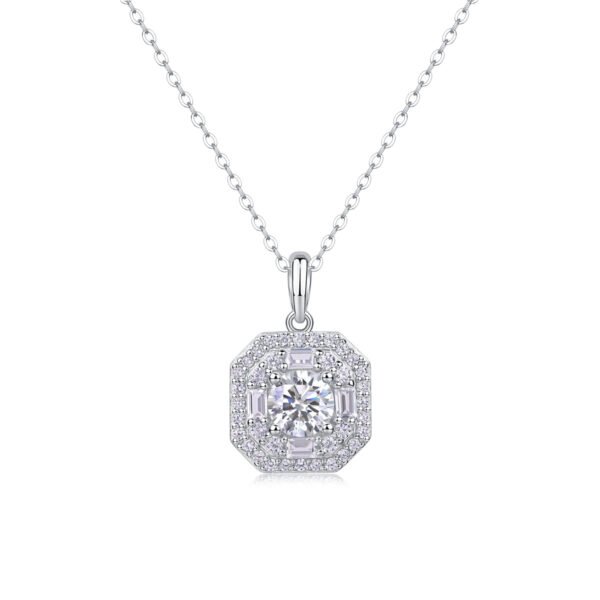 Small Square Bag Luxury Fashion Diamond Pendant Necklace Set With Mosan Diamond Silver Ornaments