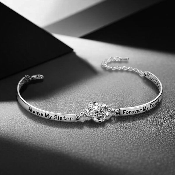 Sisters Friendship Theme Silver Bracelet - Image 3